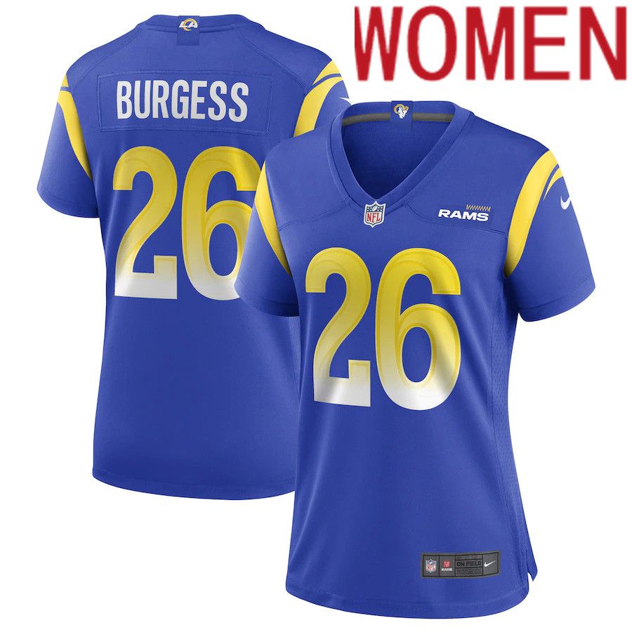 Women Los Angeles Rams 26 Terrell Burgess Nike Royal Game NFL Jersey